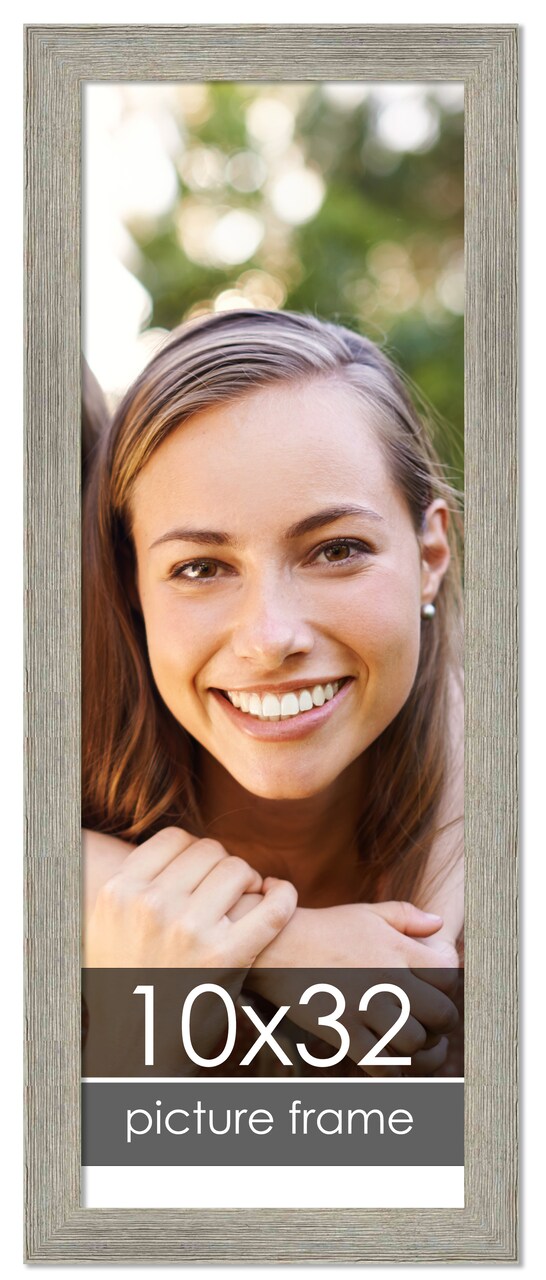 10x32 Wide Barnwood Picture Frame with UV-Resistant Acrylic & Acid Free Backing, Available in 6 Paint Finishes - Grey, Brown, White, and Black